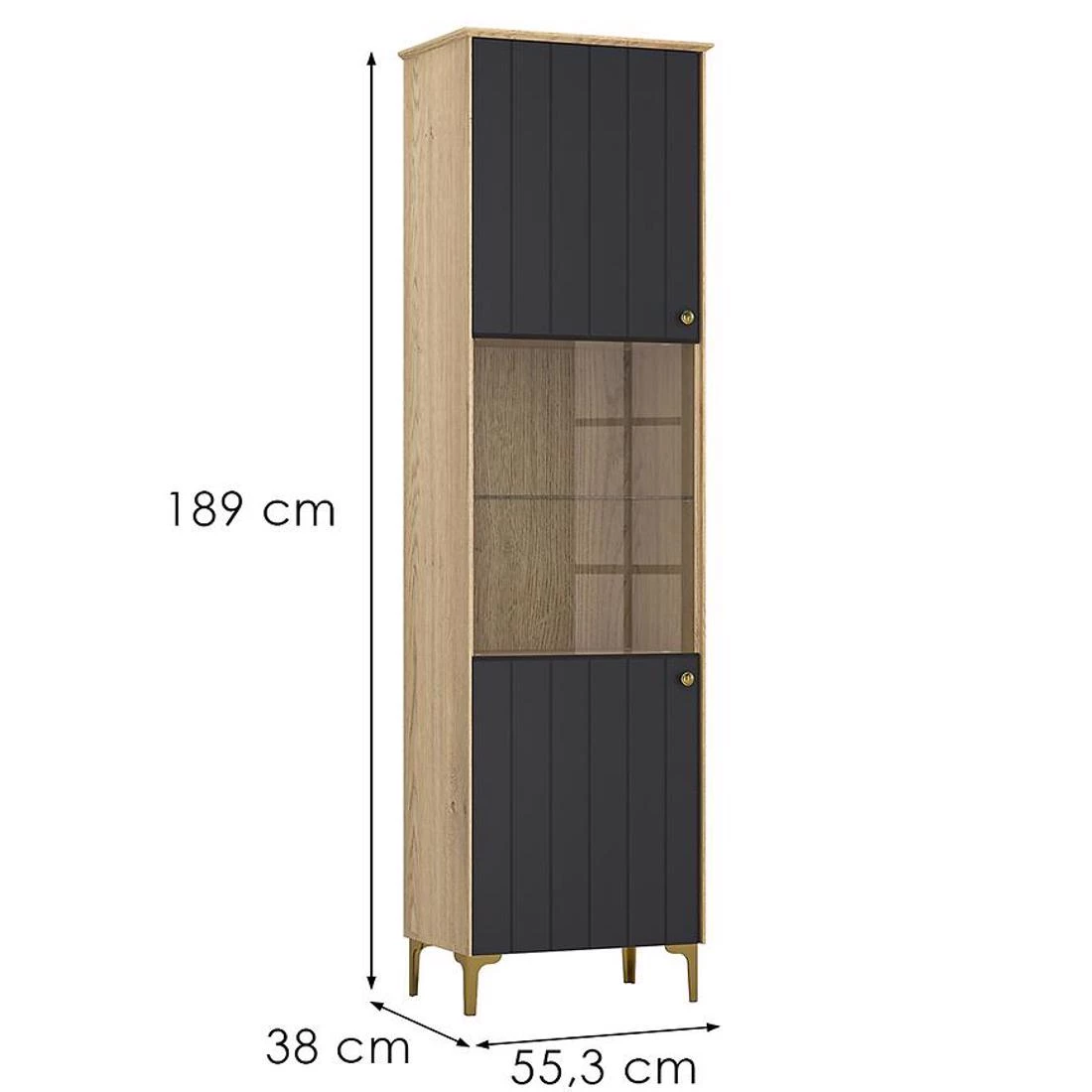 Merida A vitrina 55,3x38x189 crna/cremona