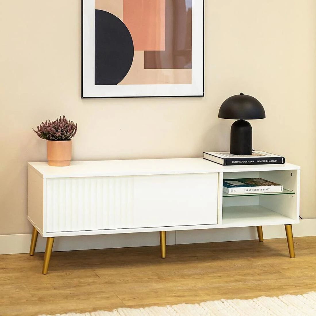 Barcelona TV komoda 135x40x48 bela