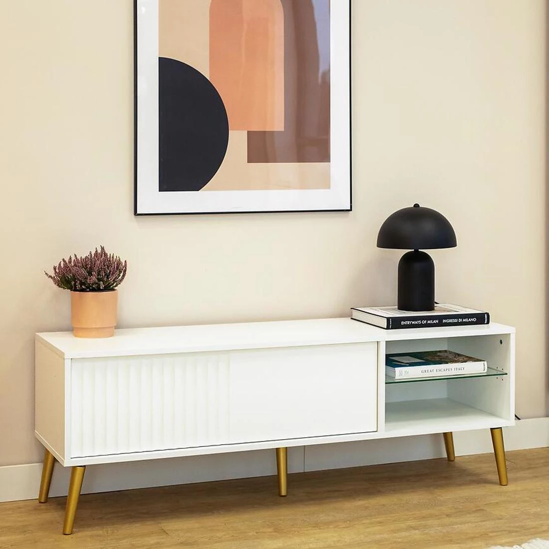 Barcelona TV komoda 135x40x48 bela