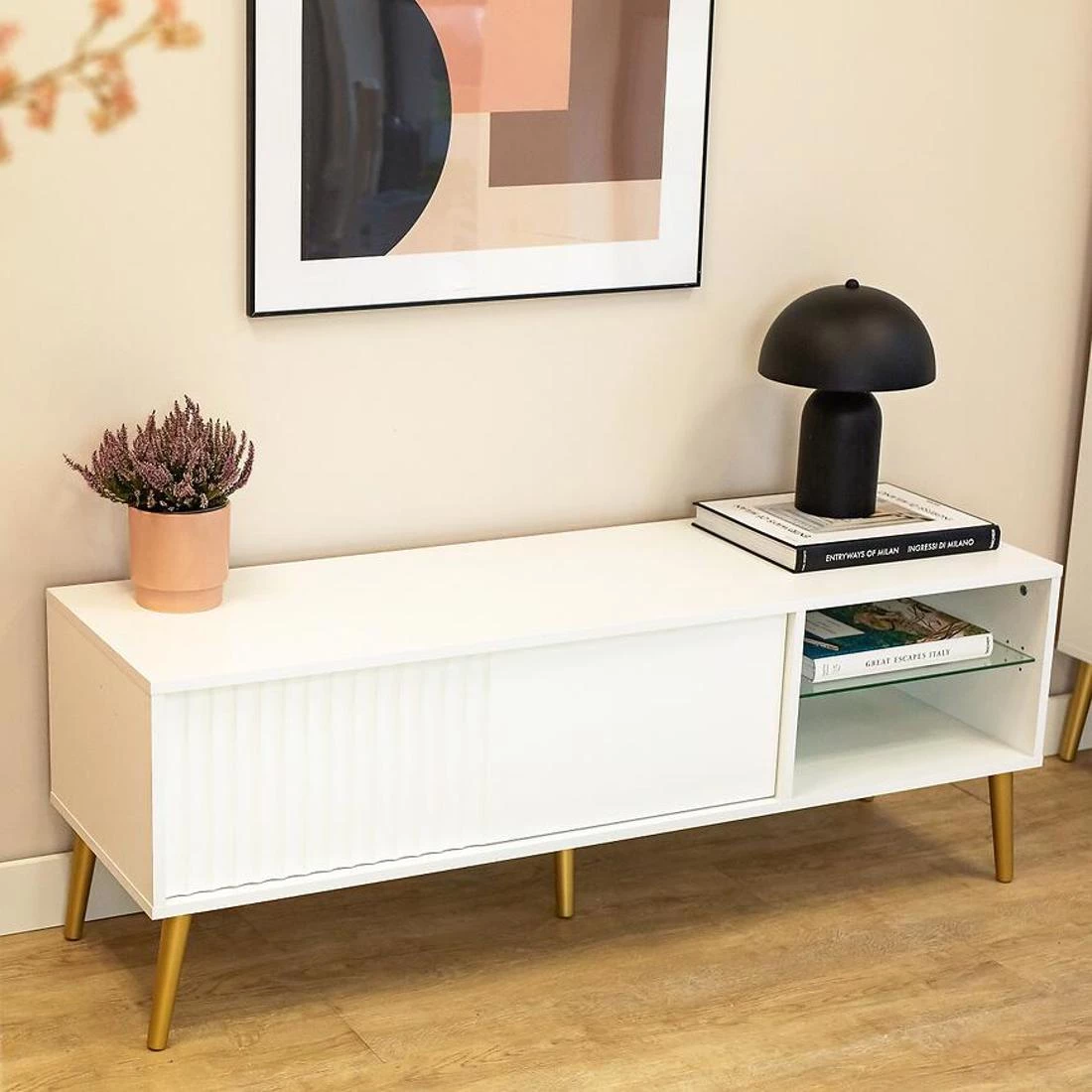 Barcelona TV komoda 135x40x48 bela
