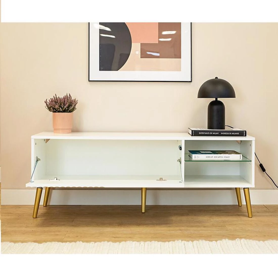 Barcelona TV komoda 135x40x48 bela