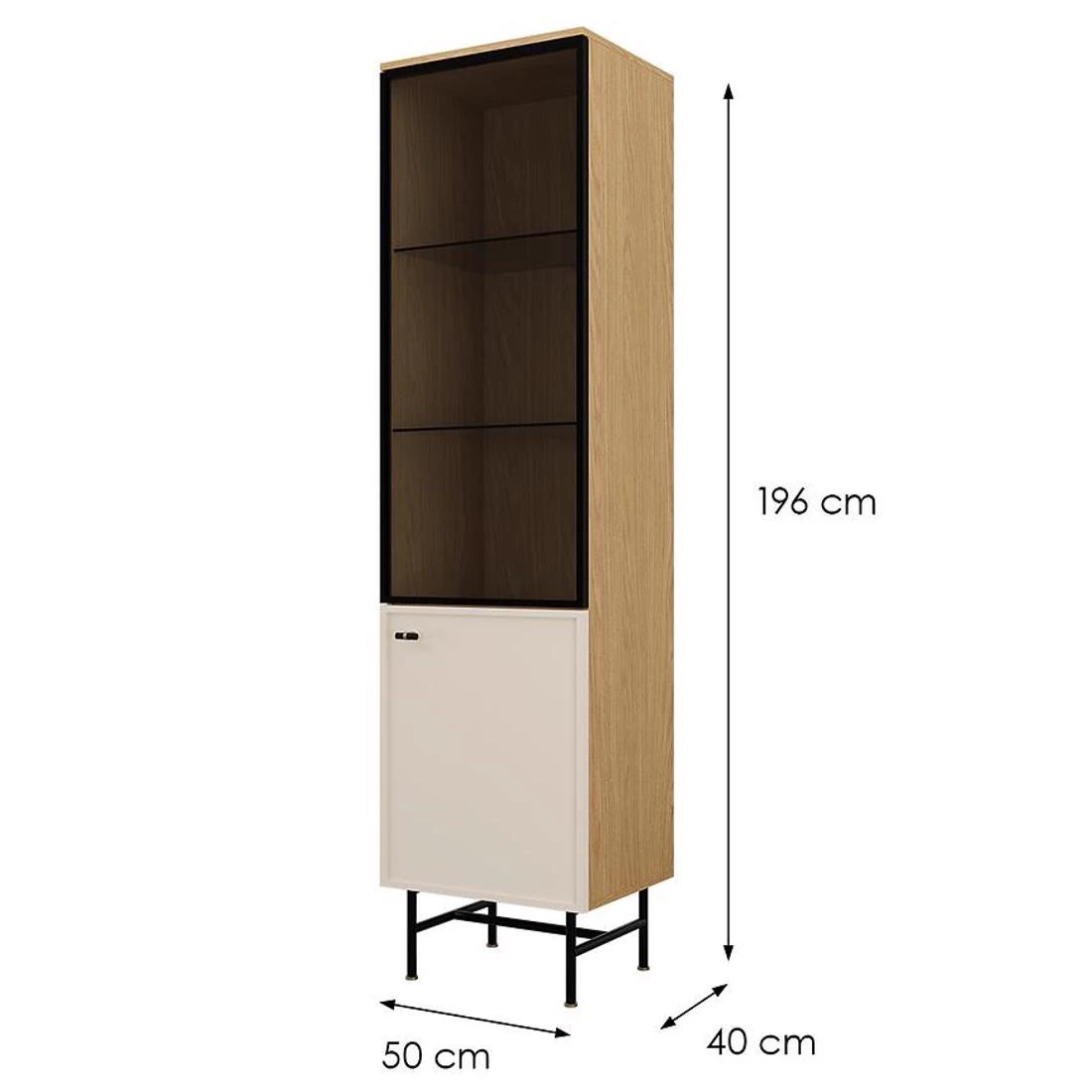 Elora 3l/P vitrina 90x50x196 cm hrast/makadamija