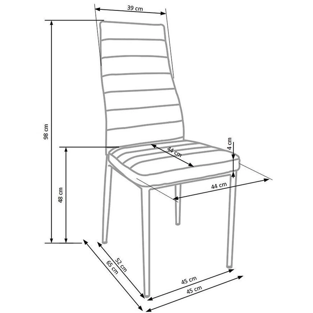 K292 stolica 43x57x47/97 cm siva