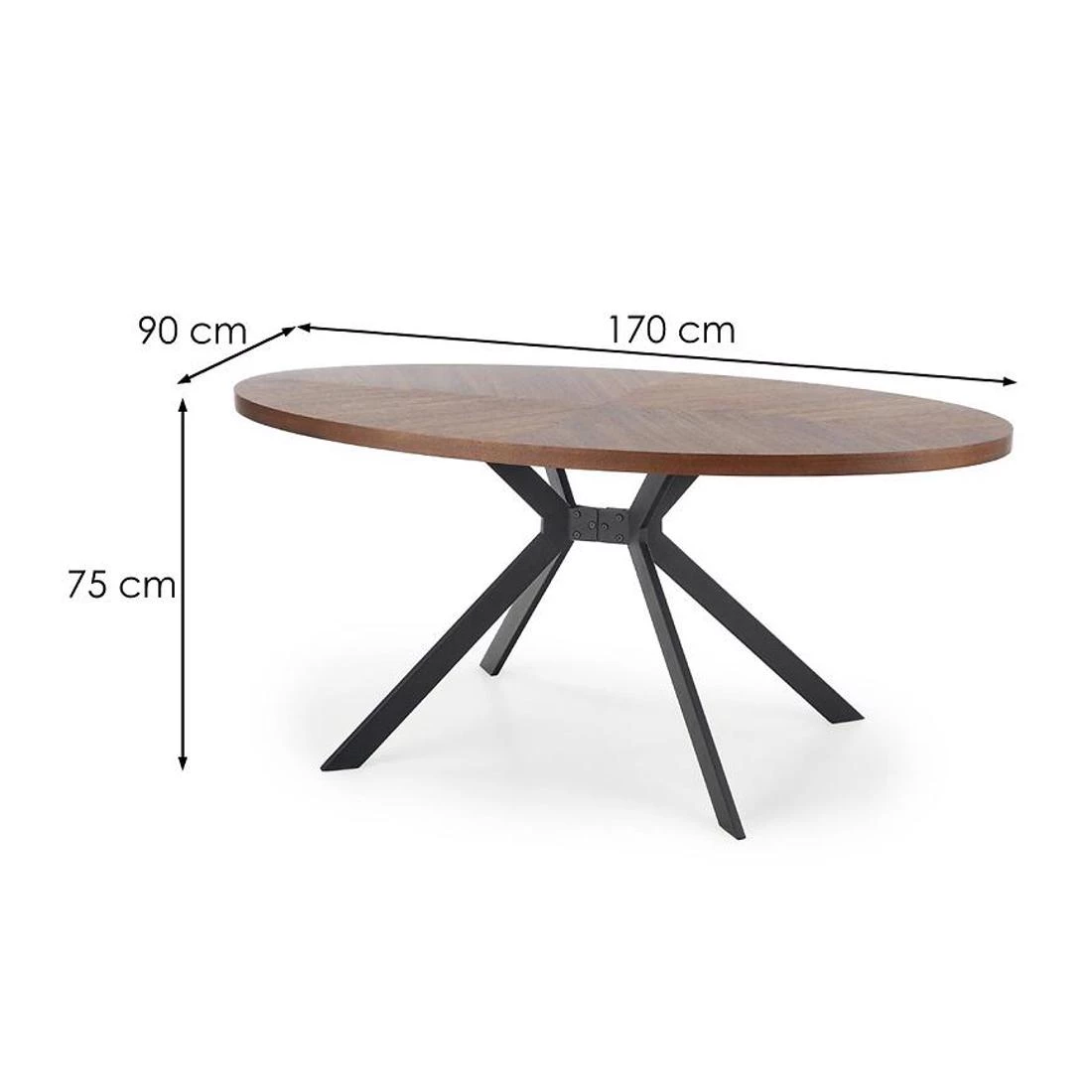 Locarno stol razvlacni 170x90x75 cm orah/crna