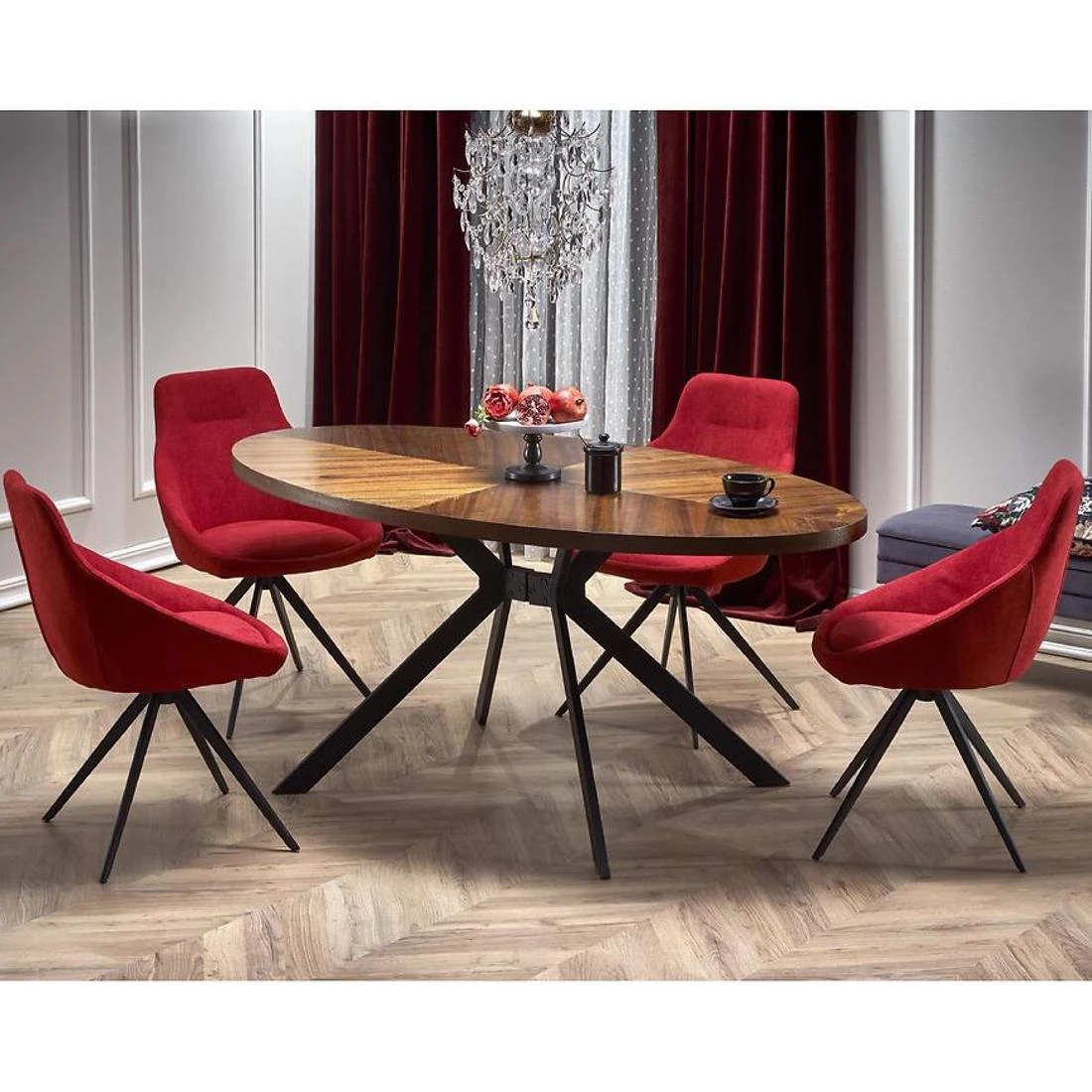 Locarno stol razvlacni 170x90x75 cm orah/crna