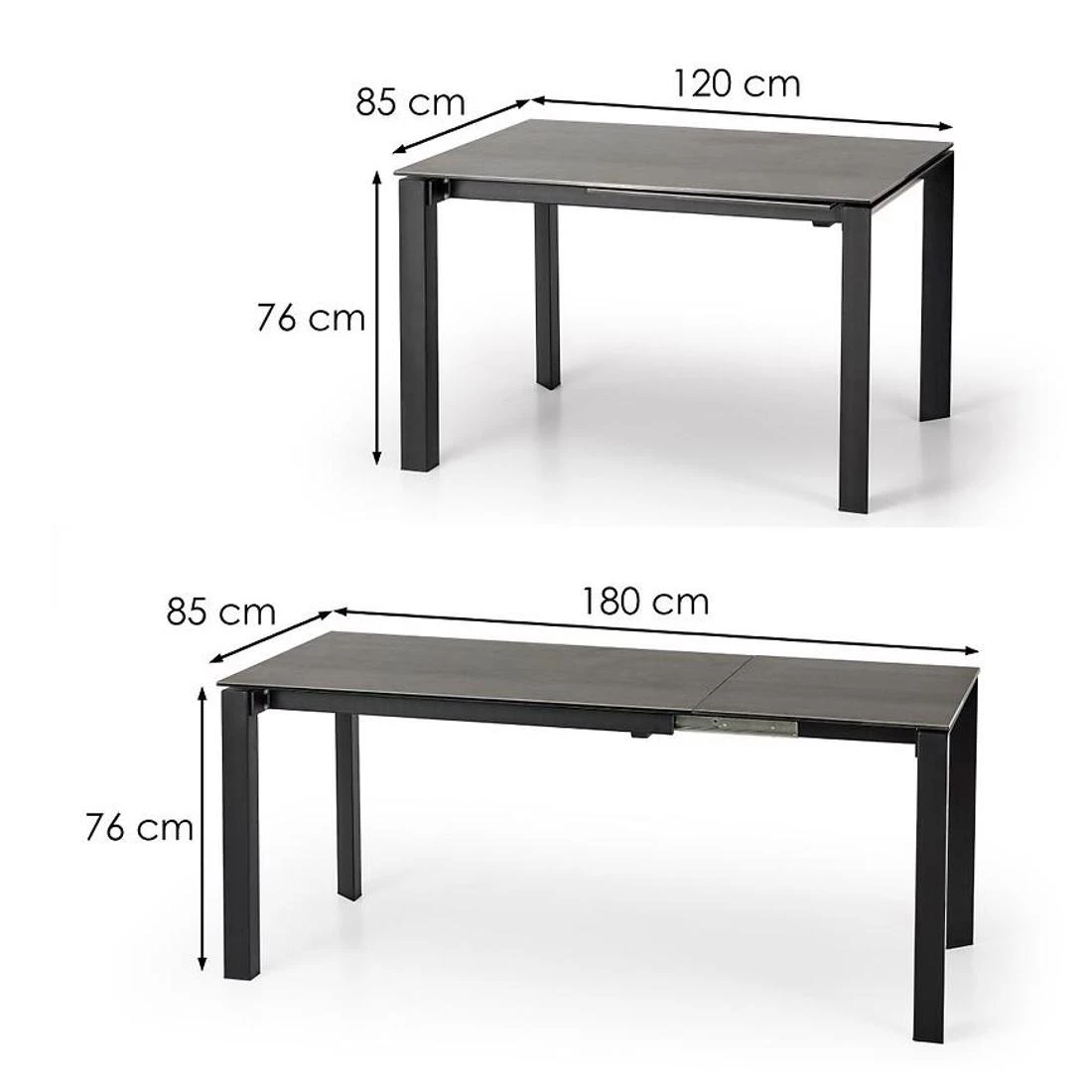 Horizon produžni stol 120/180x85X76 cm crni