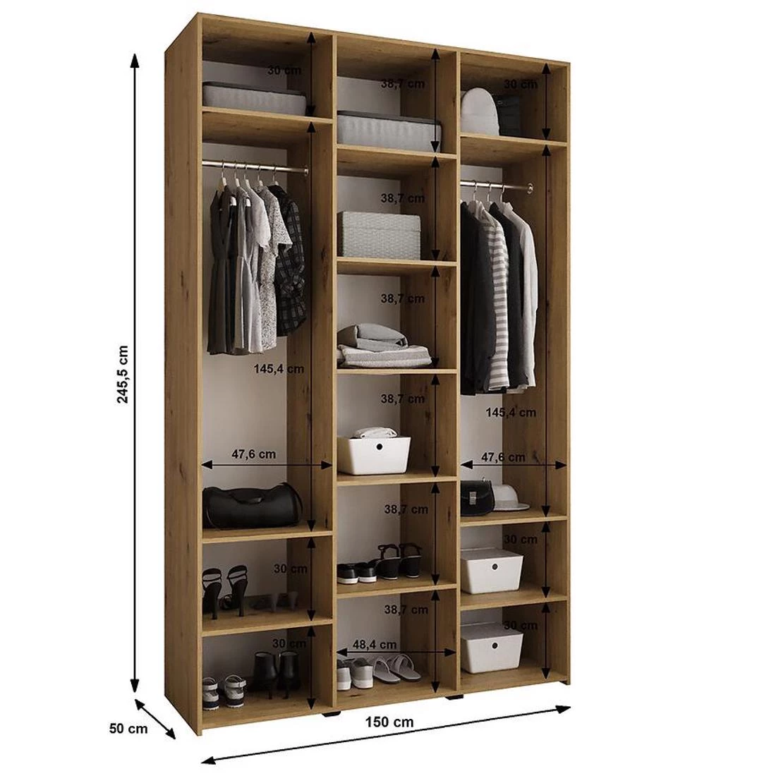 Como 4-150 ormar 50x150x245,5 cm bela/zlatna