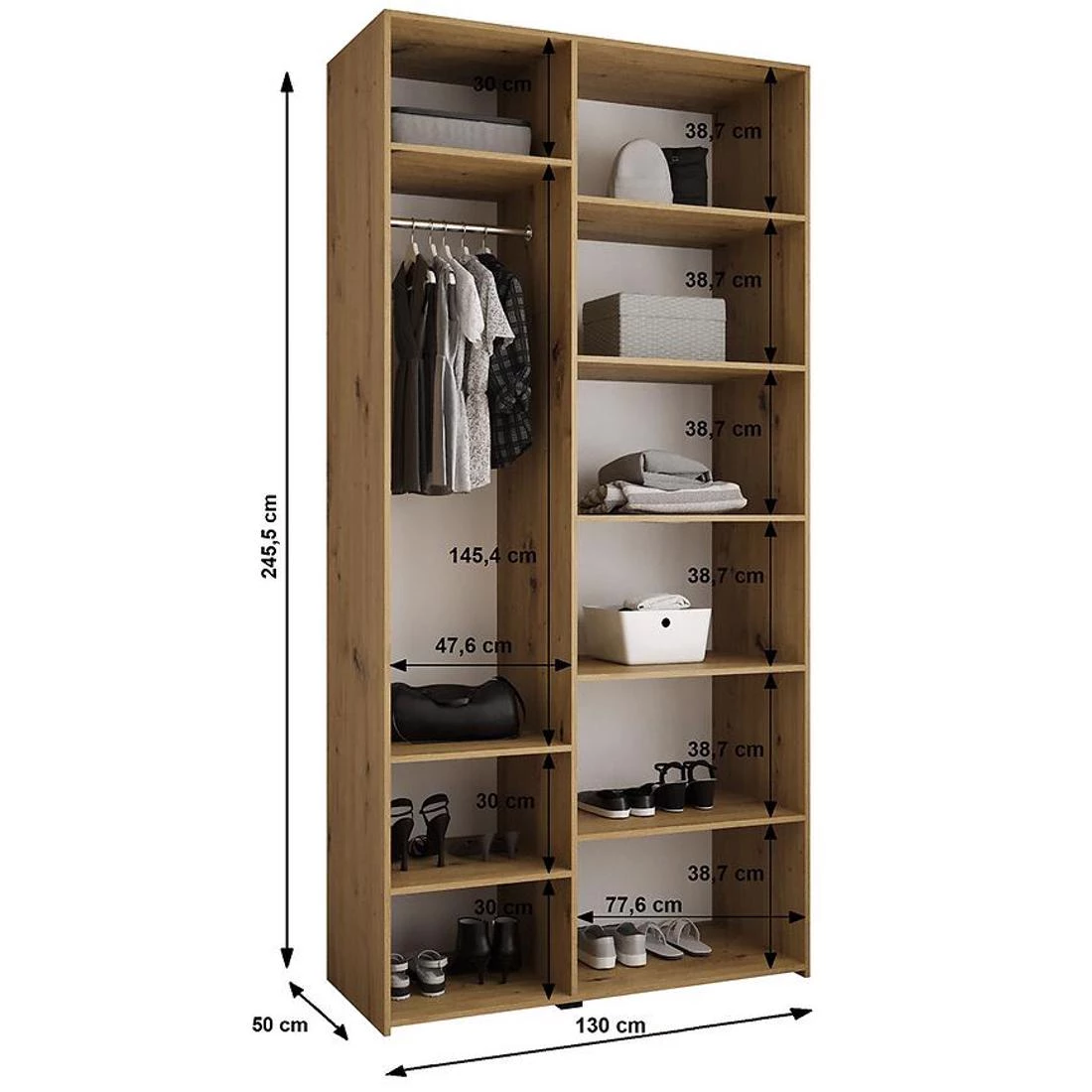Como 4-130 ormar 50x130x245,5 cm kašmir/crna