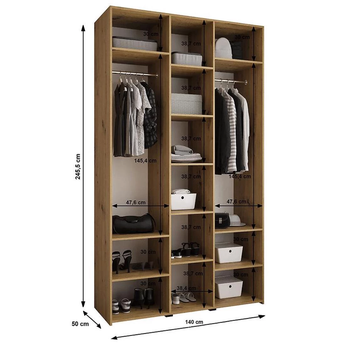 Como 2-140 ormar  50x140x245,5 cm belo/zlatno