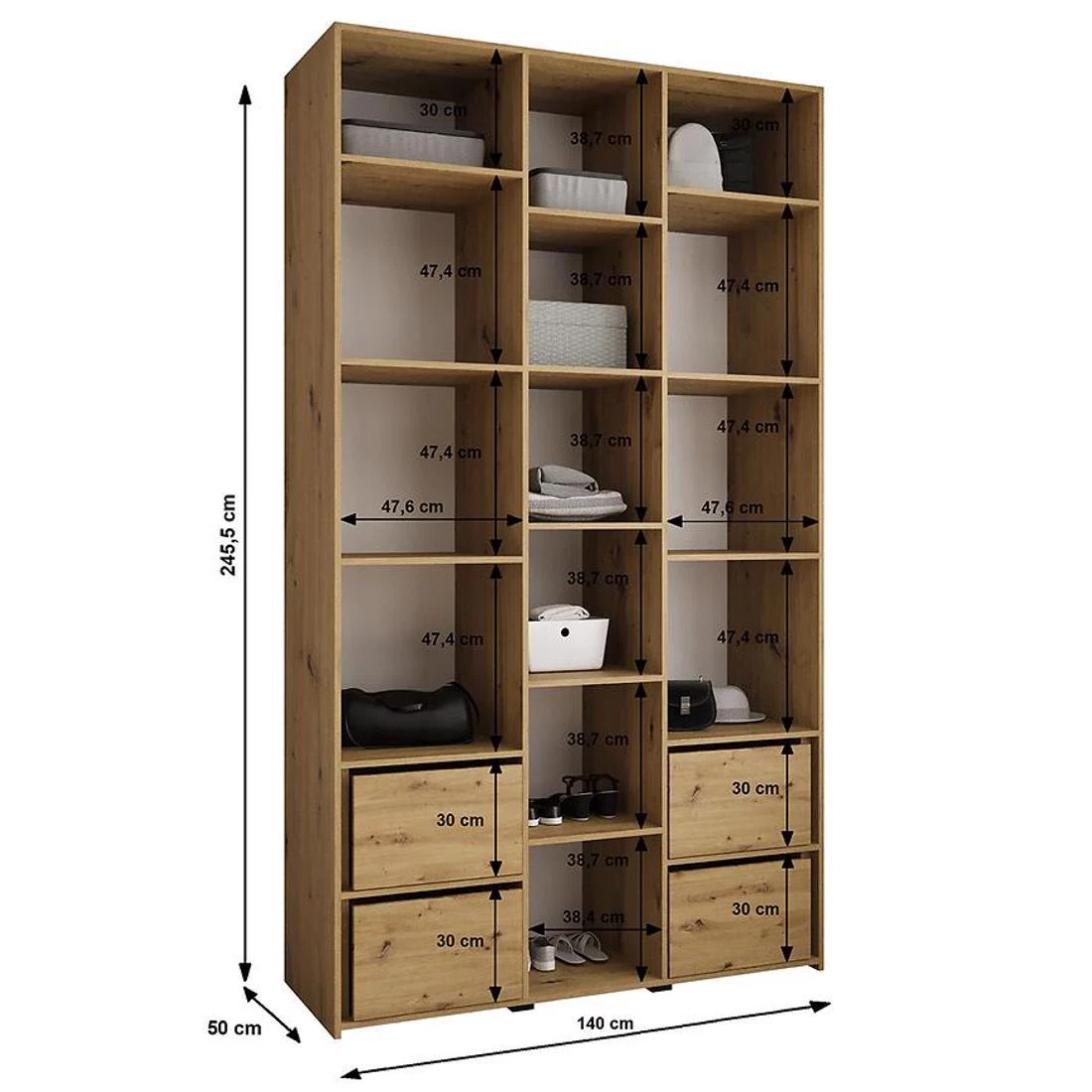 Como 2-140 ormar  50x140x245,5 cm belo/zlatno