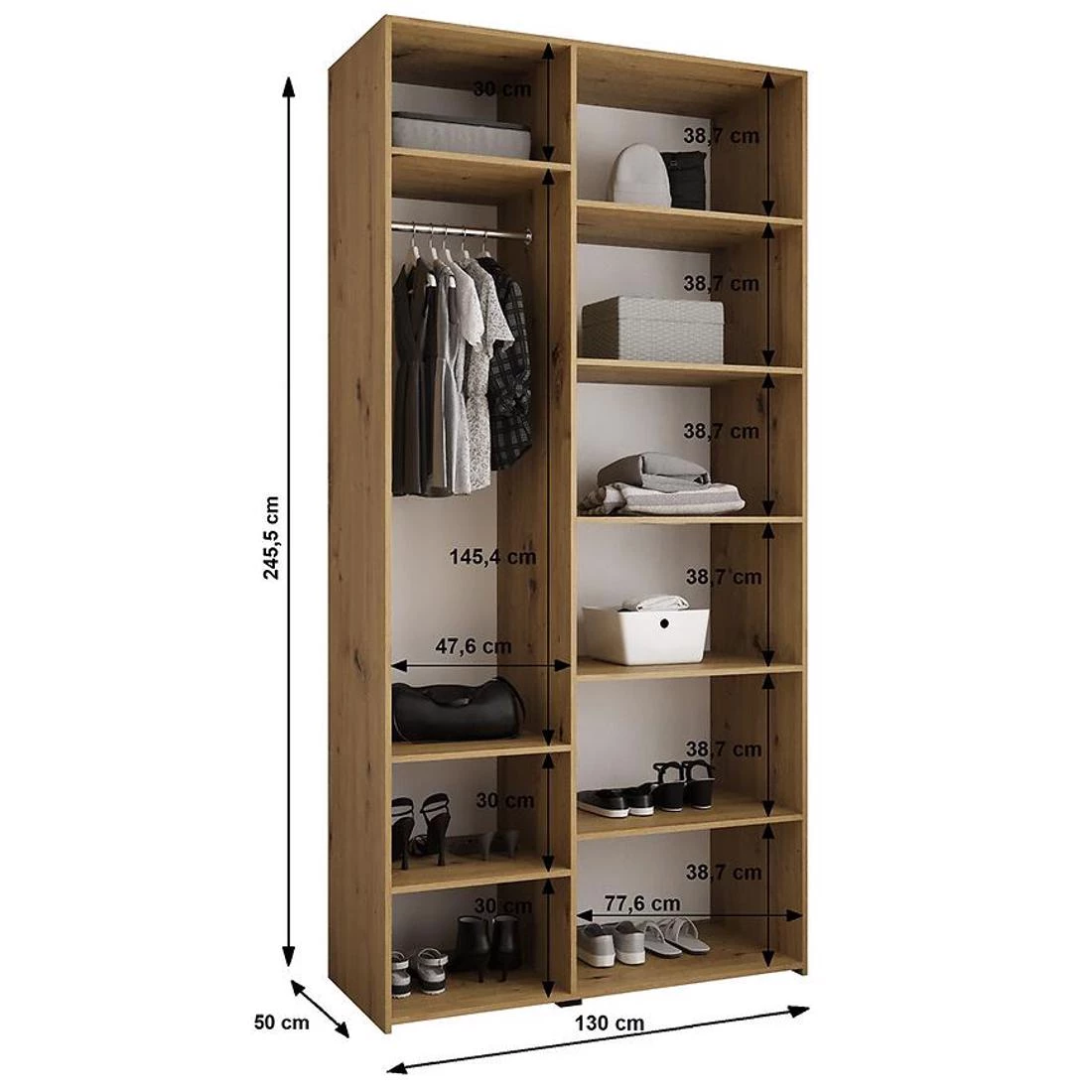 Como 2-130 ormar 50x130x245,5 cm bela/zlatna