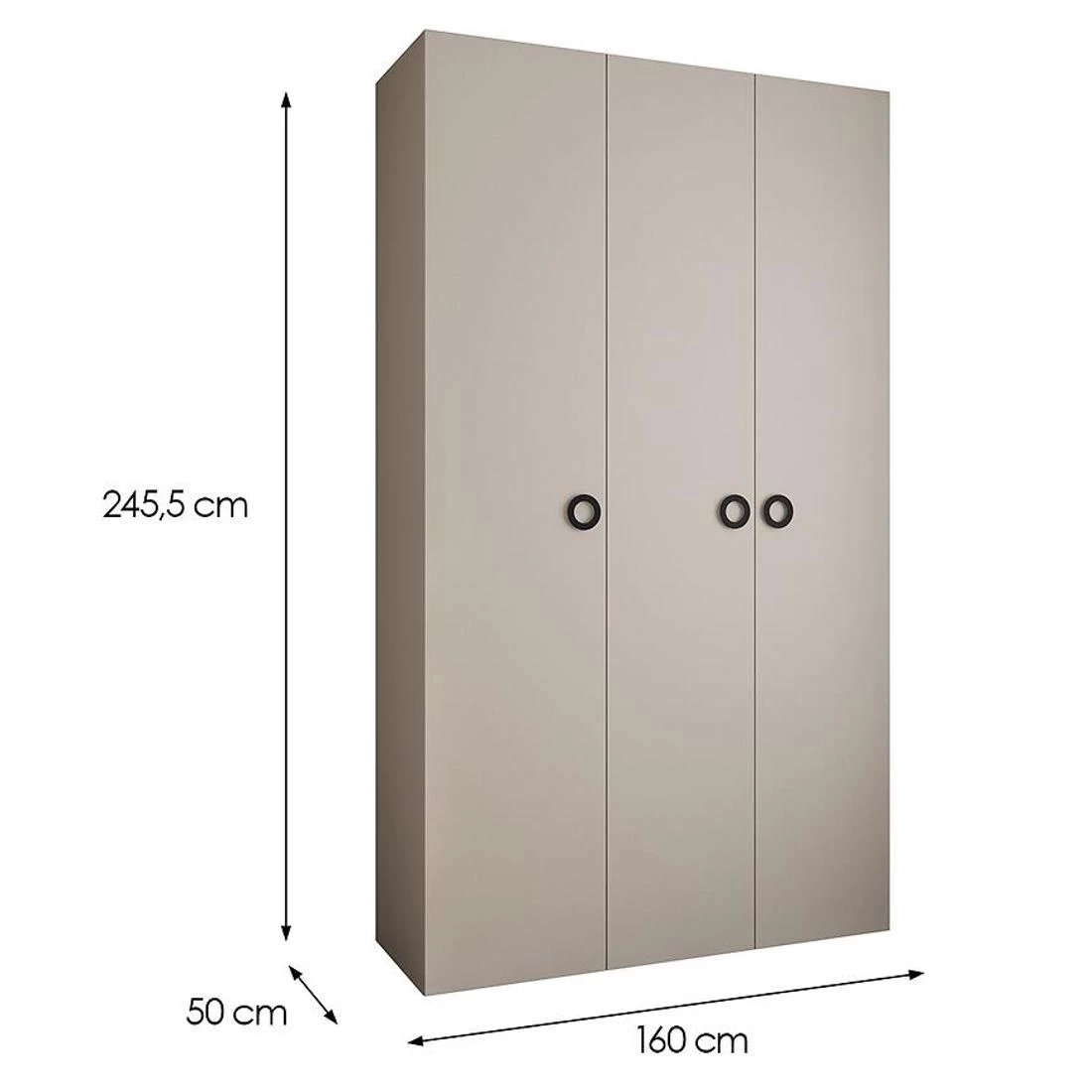 Como 1-160 ormar 50x160x245,5 cm kašmir/Crna