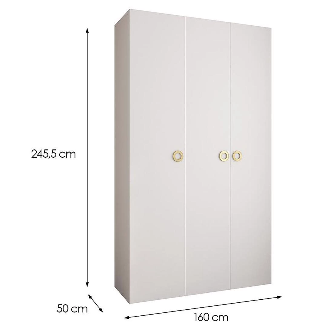 Como 1-160 ormar  50x160x245,5 cm bela/zlatna
