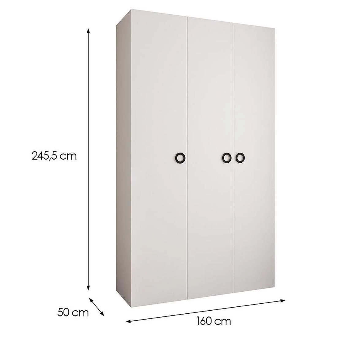 Como 1-160 ormar 50x160x245,5 cm bela/crna
