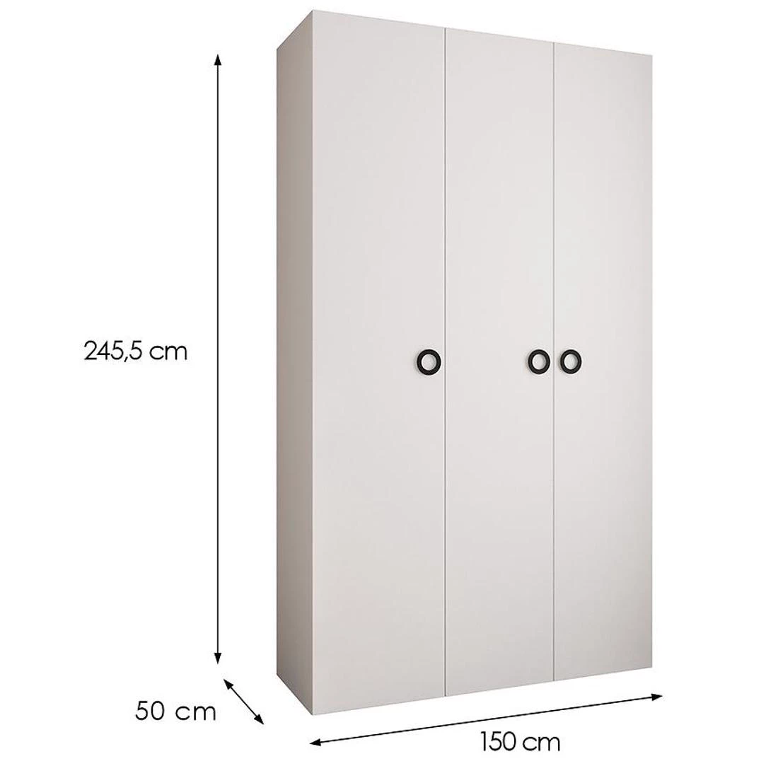Como 1-150 ormar 50x150x245,5 cm bela/crna