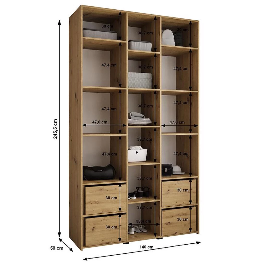 Como 1-140 ormar 50x140x245,5 cm kašmir/zlatna