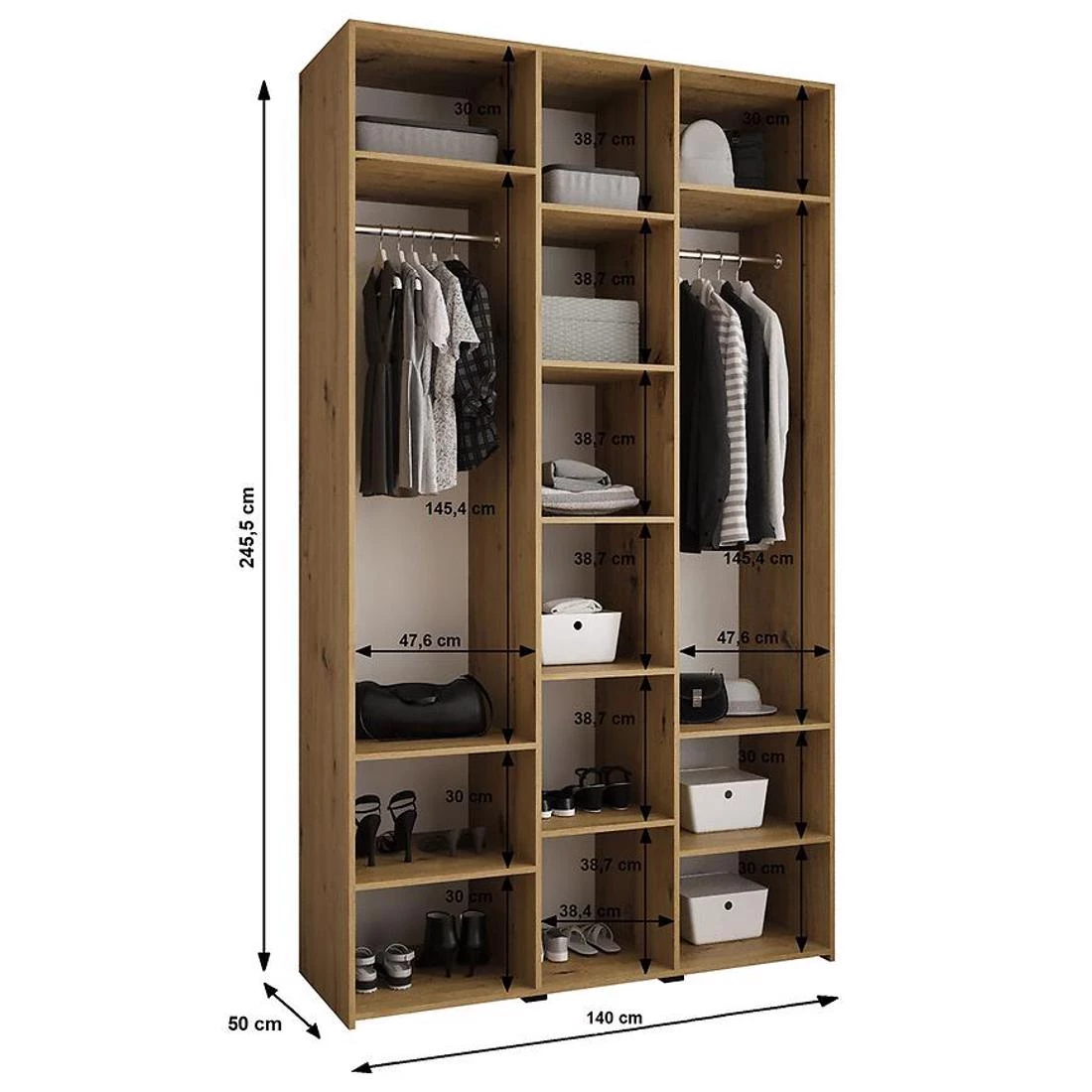 Como 1-140 ormar 50x140x245,5 cm belo/zlatno