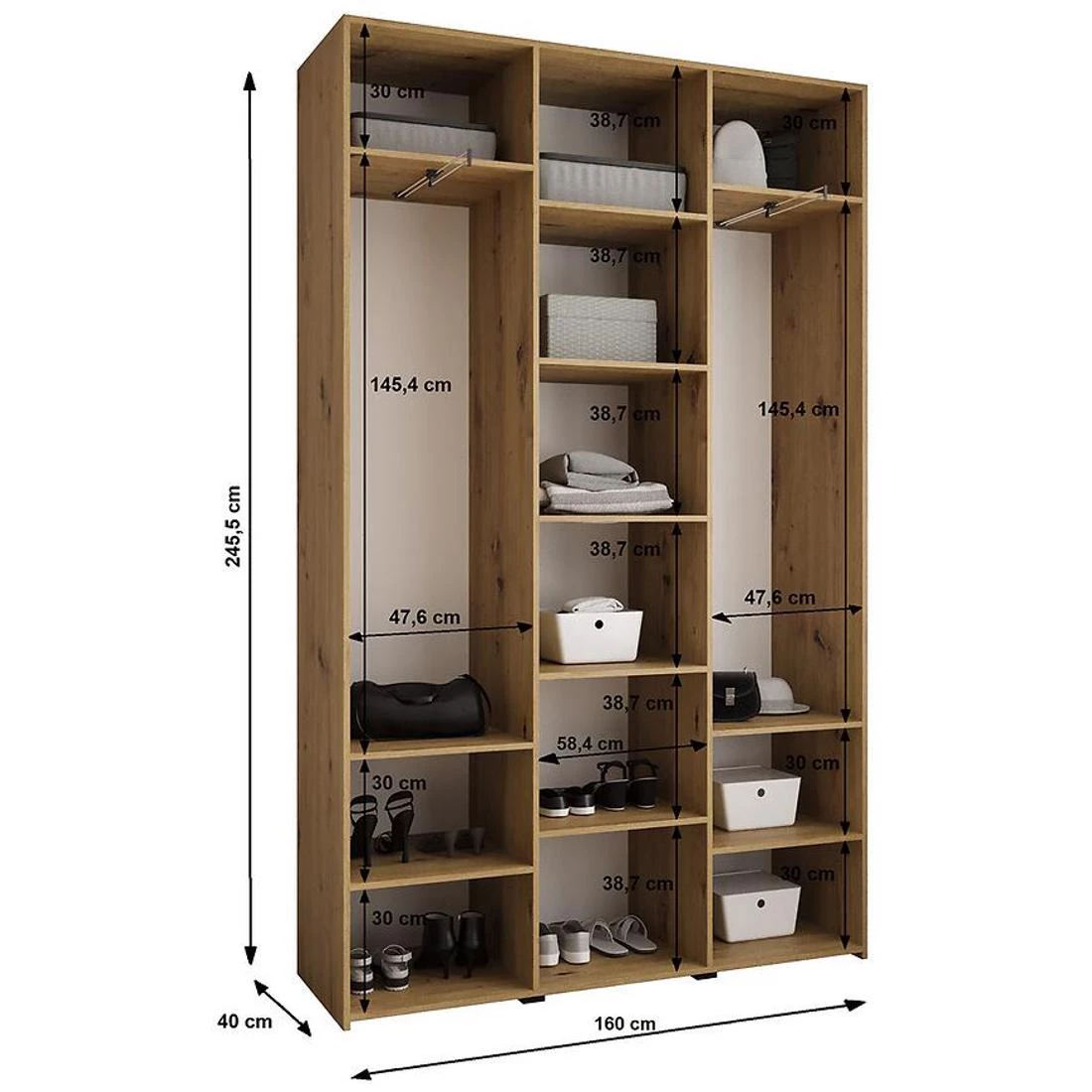 Como 4-160 ormar 40x160x245,5 cm bela/crna