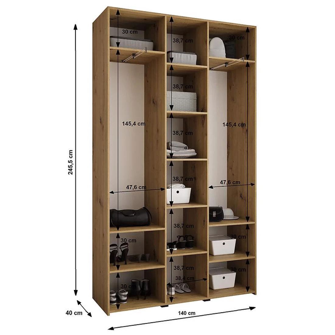 Como 4-140 ormar 40x140x245,5 cm belo/crni