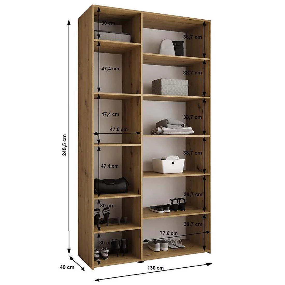 Como 3-130 ormar  40x130x245,5 cm kašmir/crna