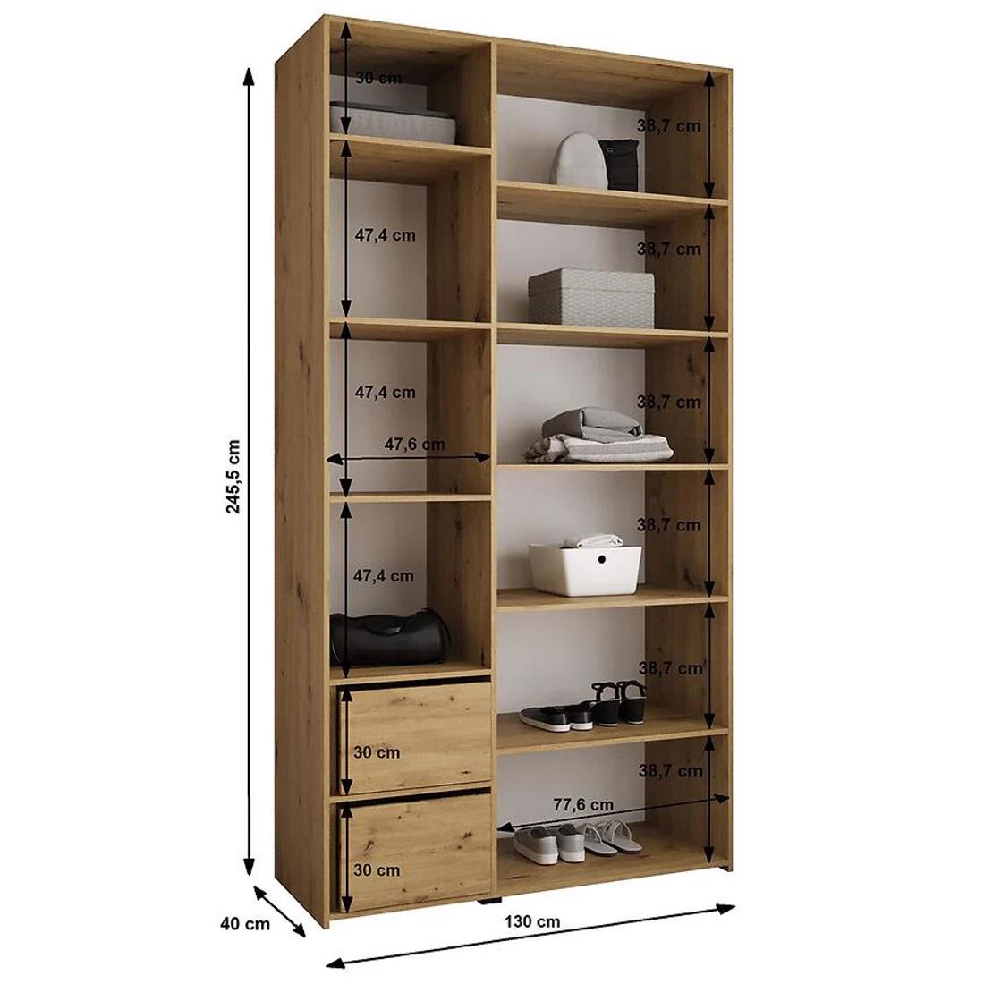 Como 3-130  ormar 40x130x245,5 cm  bijeli/zlatni