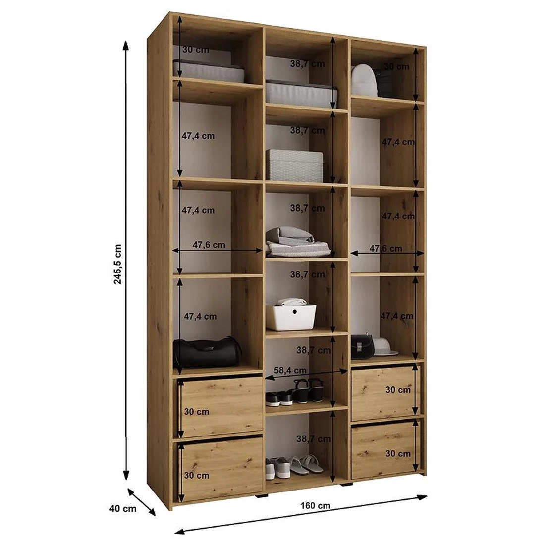 Como 2-160 ormar 40x160x245,5 cm bela/zlatna