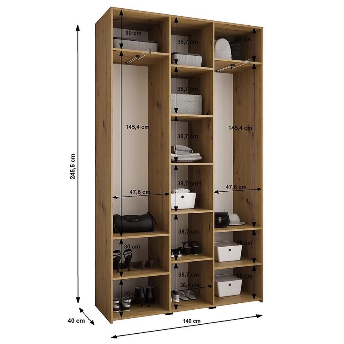 Como 2-140 ormar 40x140x245,5 cm belo/crni
