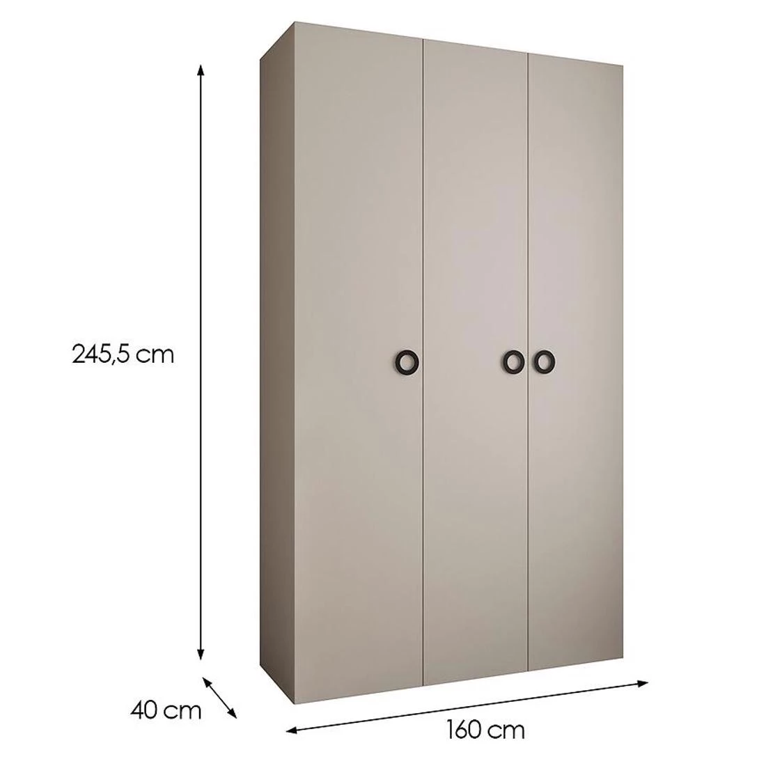 Como 1-160 ormar  40x160x245,5 cm kašmir/crna