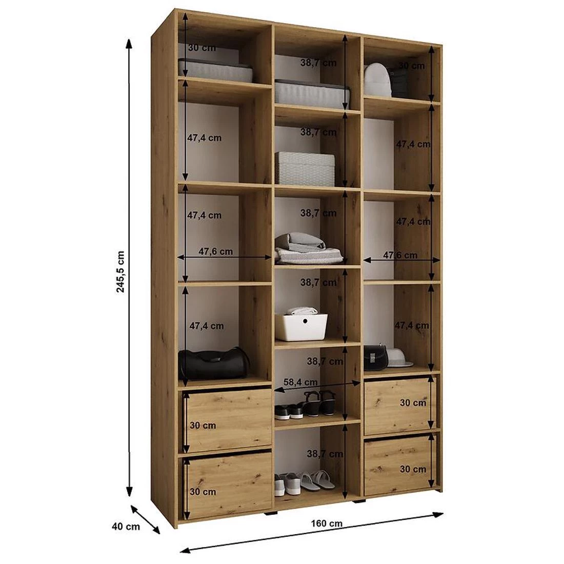 Como 1-160 ormar 40x160x245,5 cm belo/zlatno