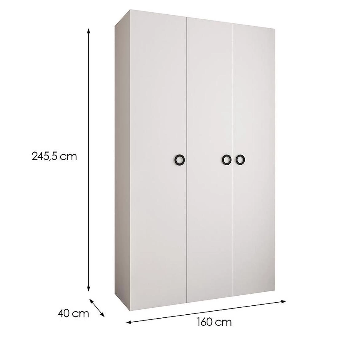 Como 1-160 ormar 40x160x245,5 cm bela/crna