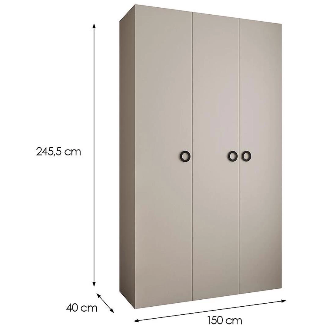 Como 1-150 ormar 40x150x245,5 cm kašmir/crna