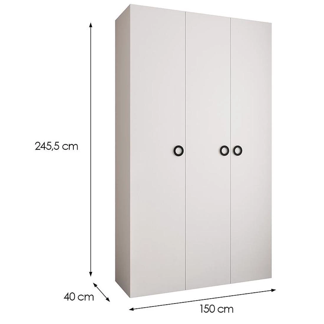 Como 1-150 ormar 40x150x245,5 cm bela/crna