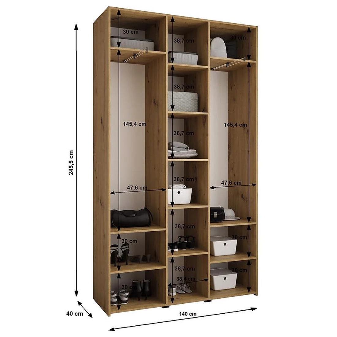 Como 1-140 ormar 40x140x245,5 cm kašmir/zlatna