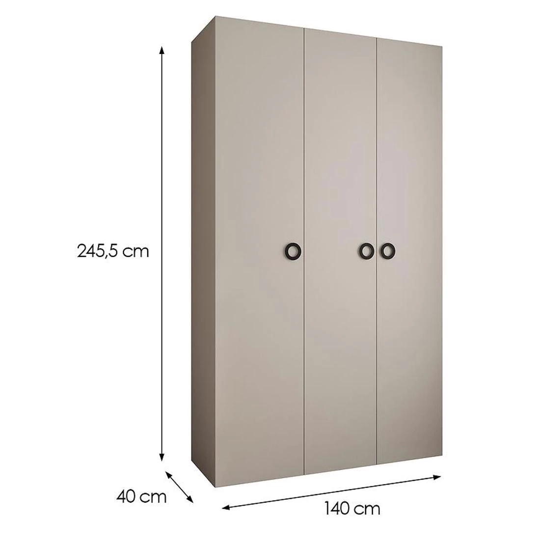Como 1-140 ormar  40x140x245,5 cm kašmir/crna