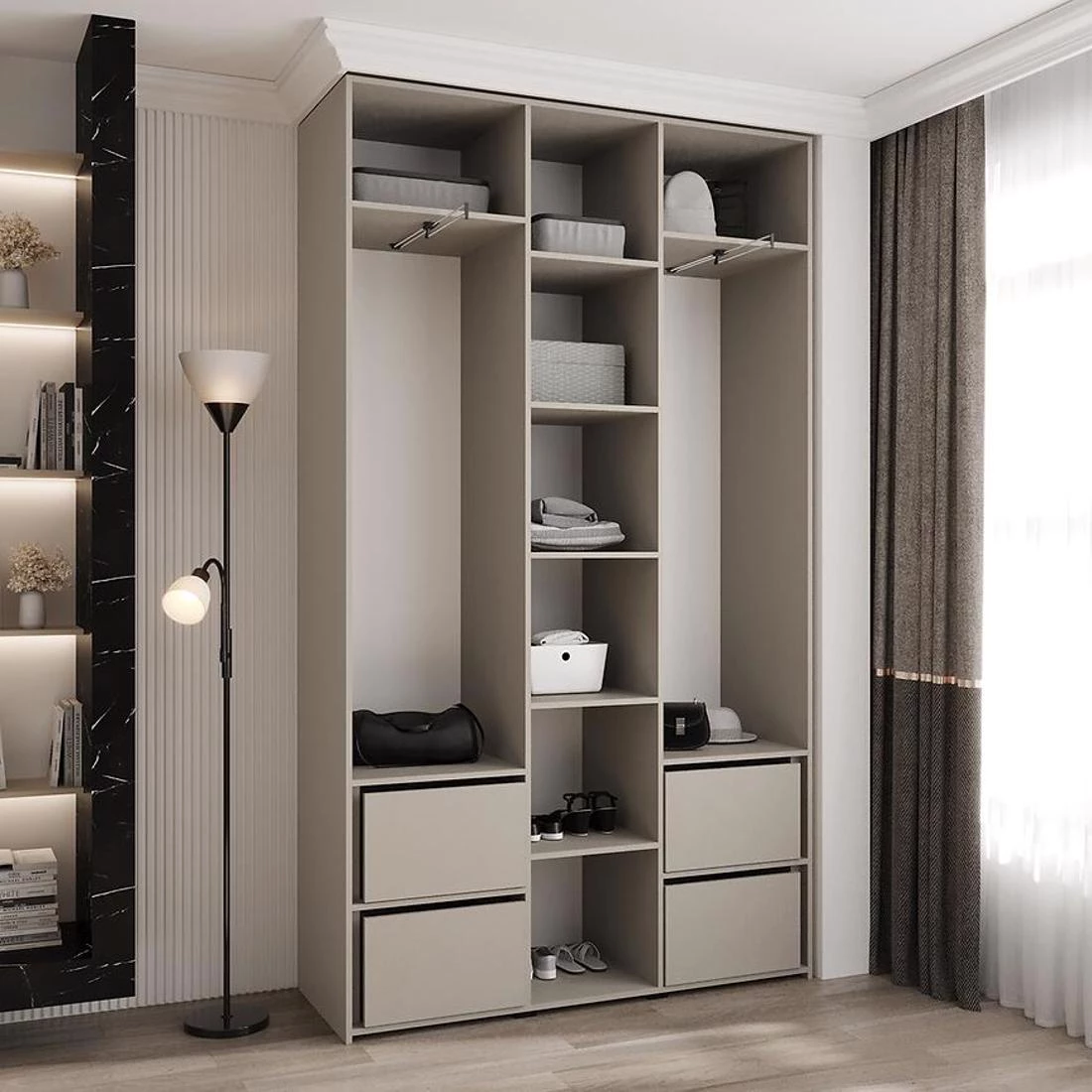 Como 1-140 ormar  40x140x245,5 cm kašmir/crna