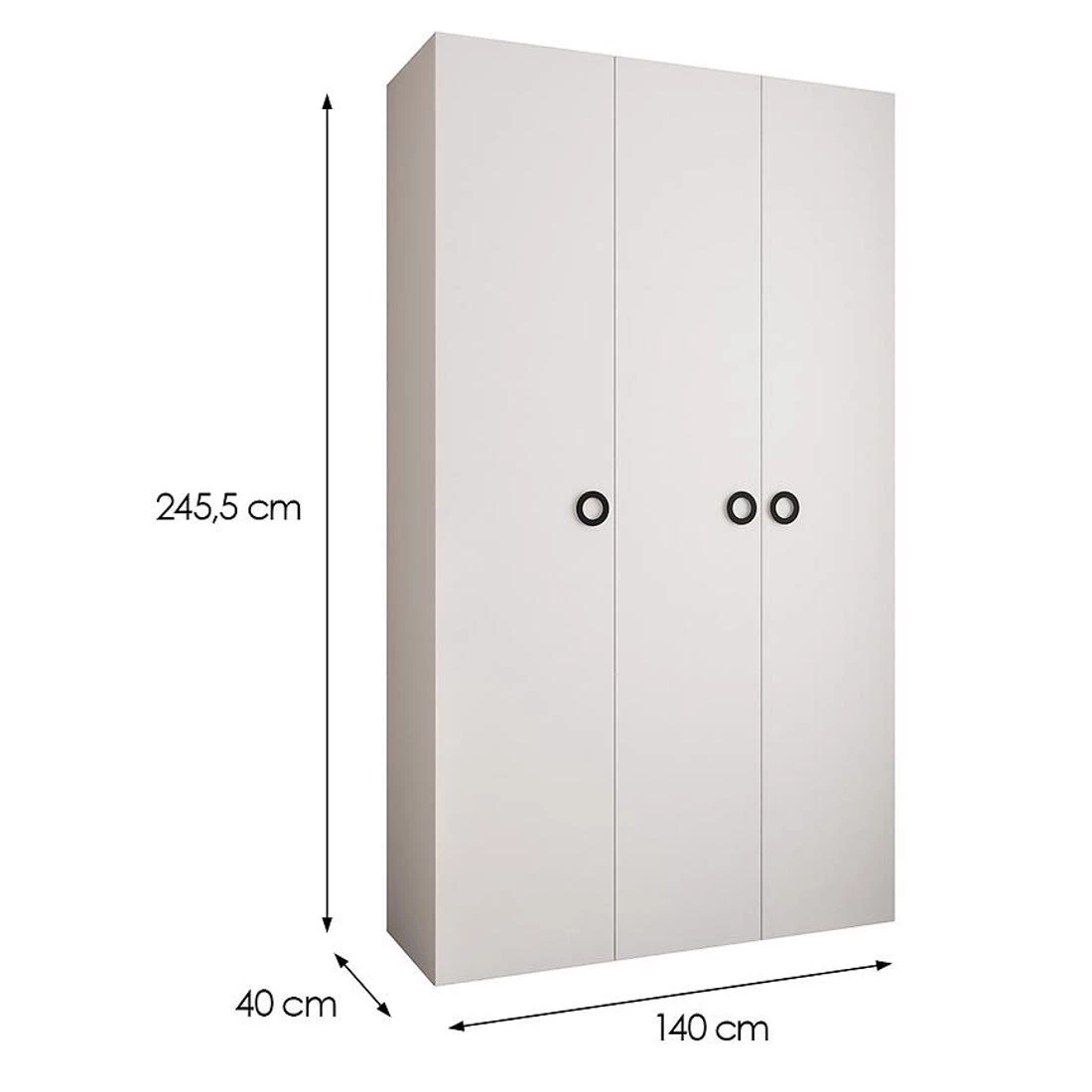 Como 1-140 ormar 40x140x245,5 cm bela/crna