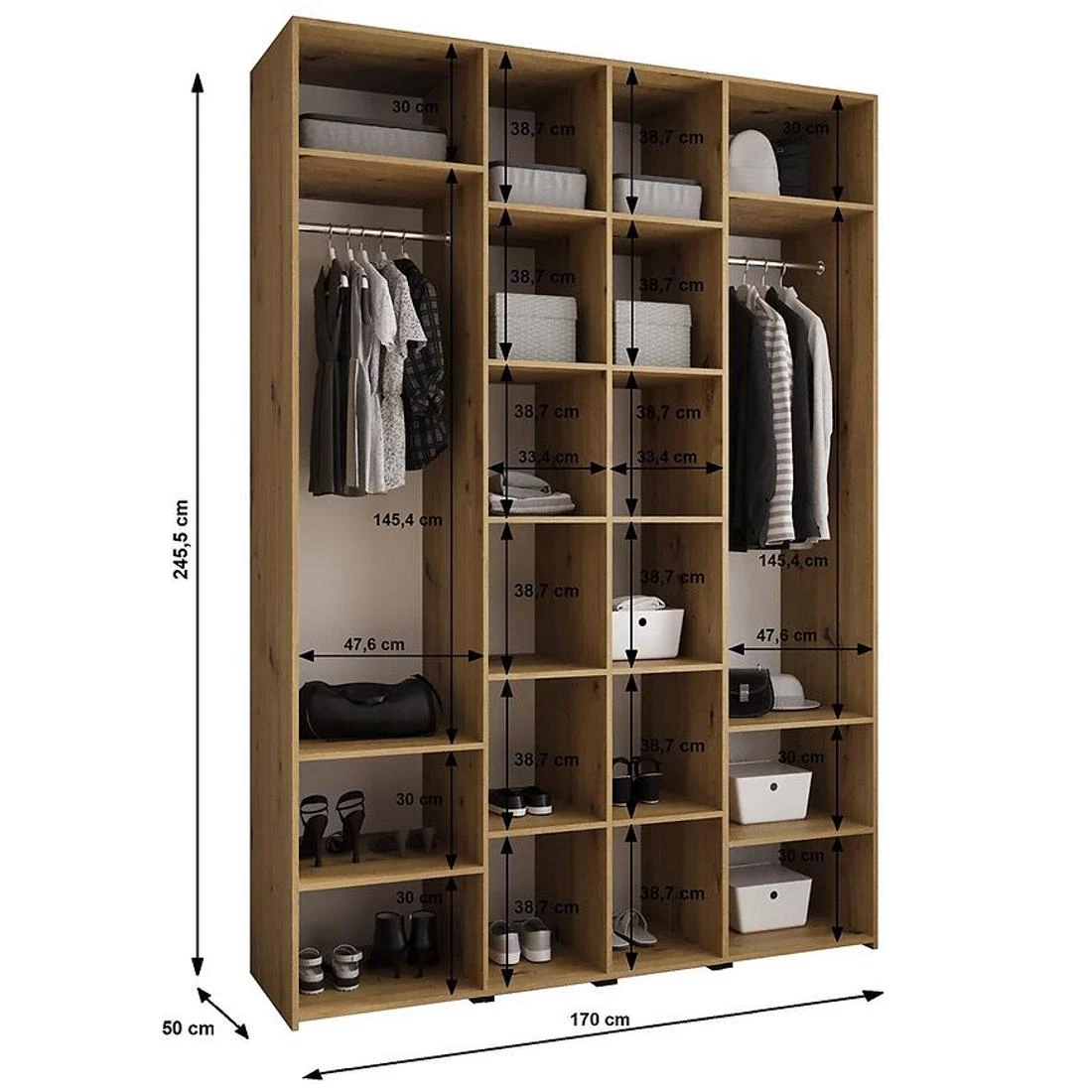 Como 4-170 ormar 50x170x245,5 cm kašmir/crna
