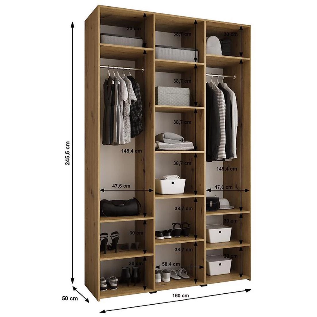 Como 3-160 ormar 50x160x245,5 cm kašmir/crna