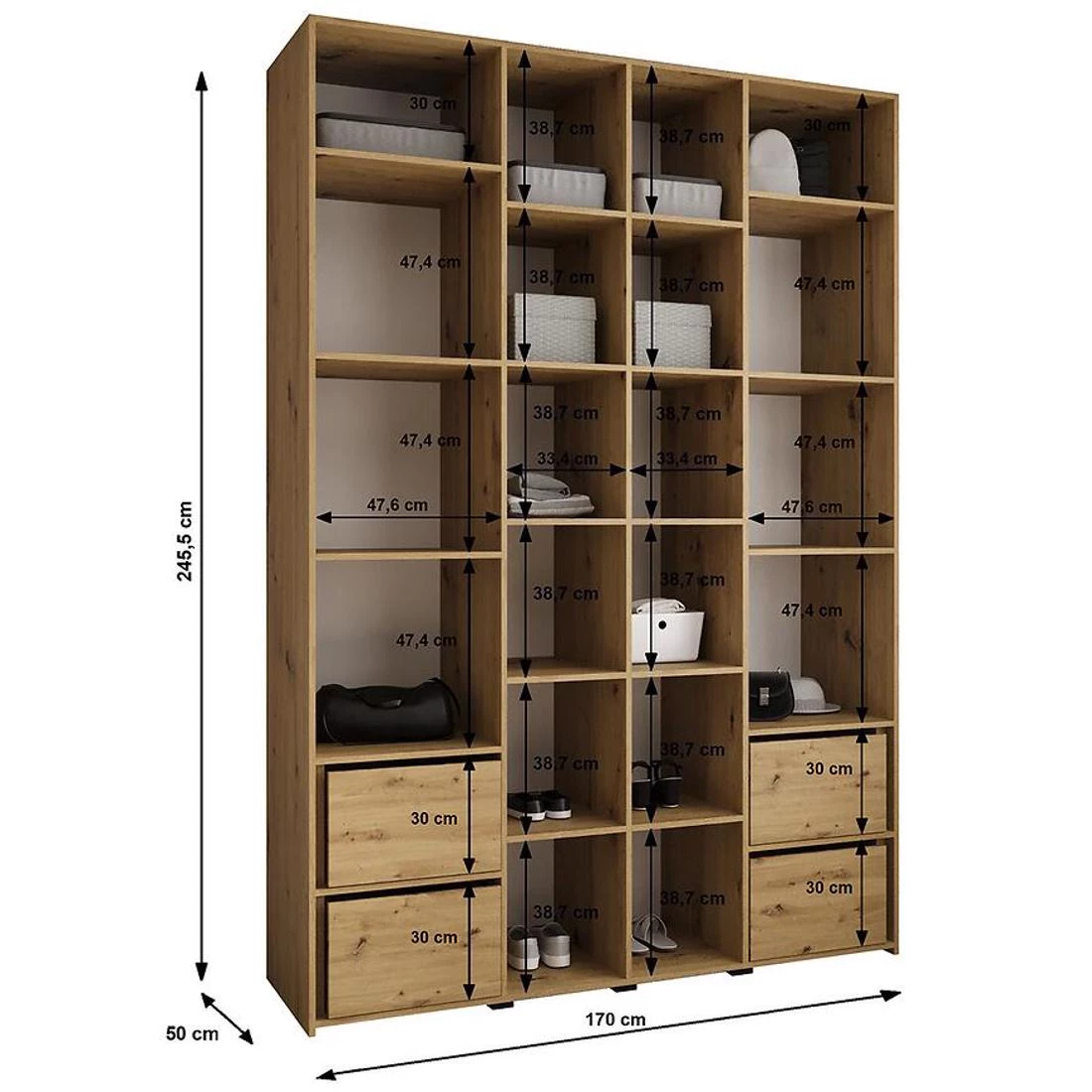 Como 2-170 ormar 50x170x245,5 cm bela/zlatna
