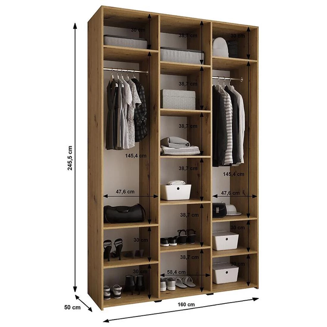 Como 2-160 ormar 50x160x245,5 cm bela/zlatna