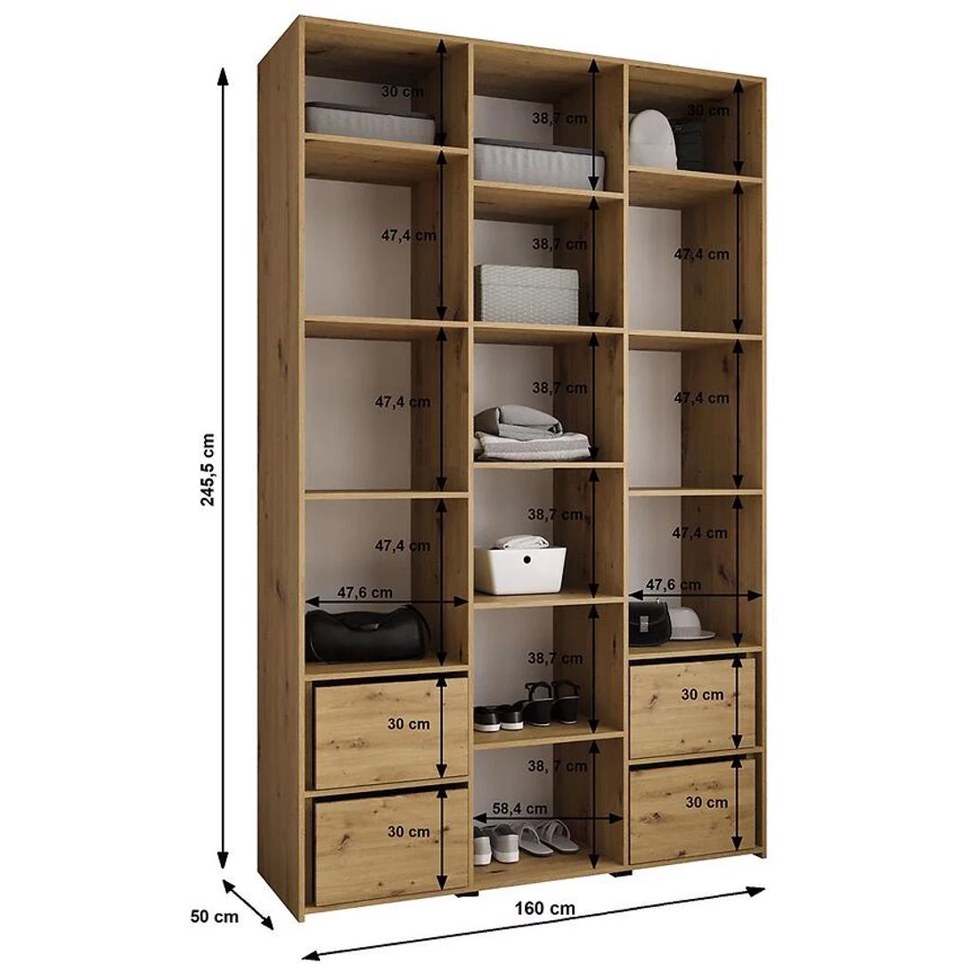 Como 2-160 ormar 50x160x245,5 cm bela/zlatna