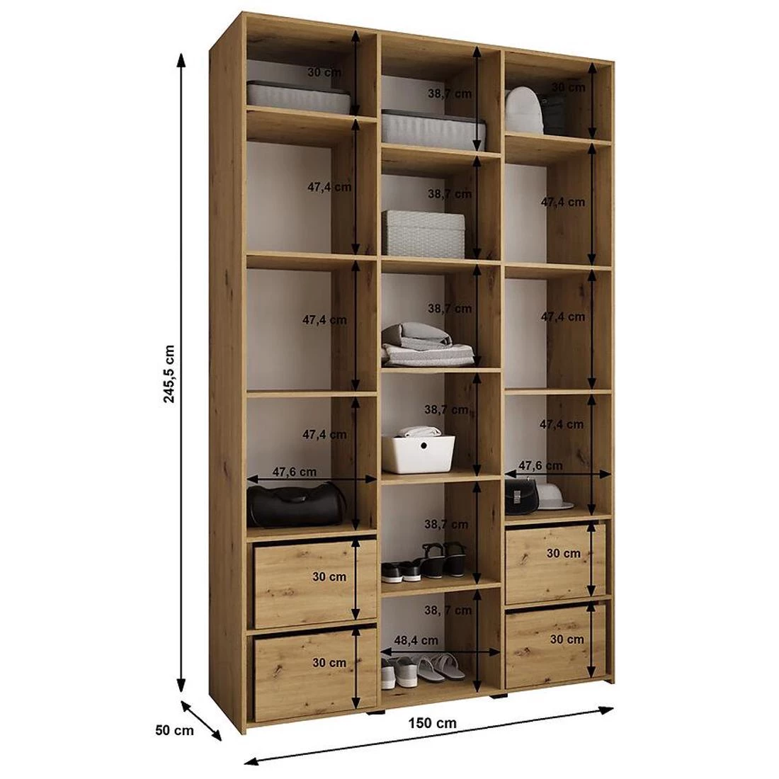 Como 2-150 ormar 50x150x245,5 cm kašmir/crna