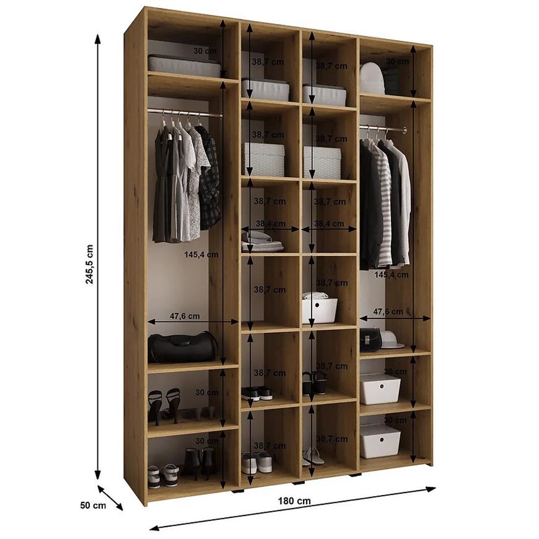 Como 1-180 ormar 50x180x245,5 cm bela/zlatna