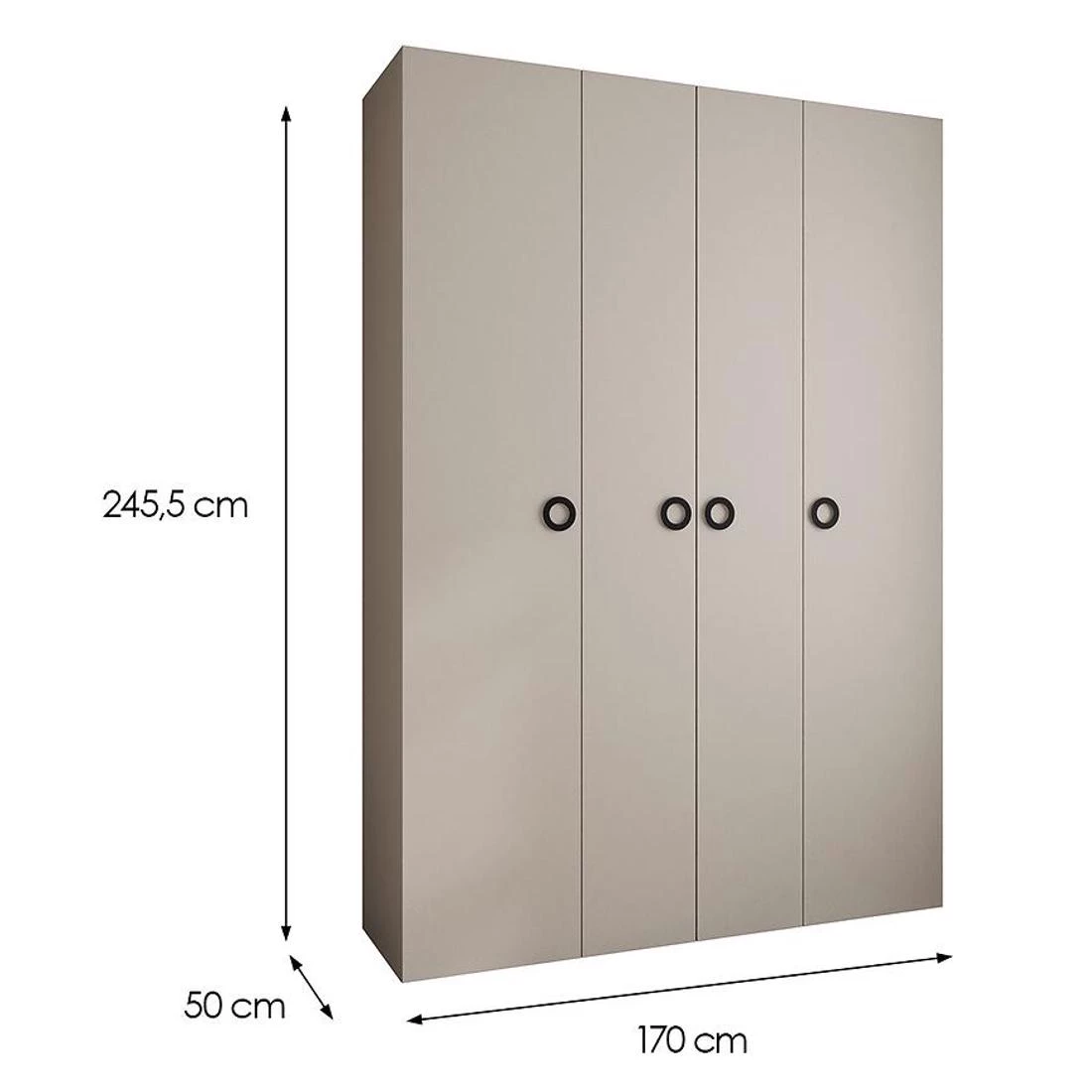 Como 1-170 ormar 50x170x245,5 cm kašmir/crna