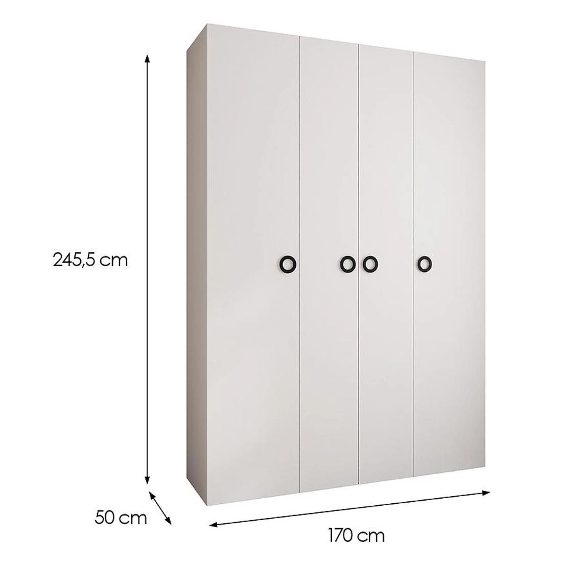 Como 1-170 ormar  50x170x245,5 cm bela/crna