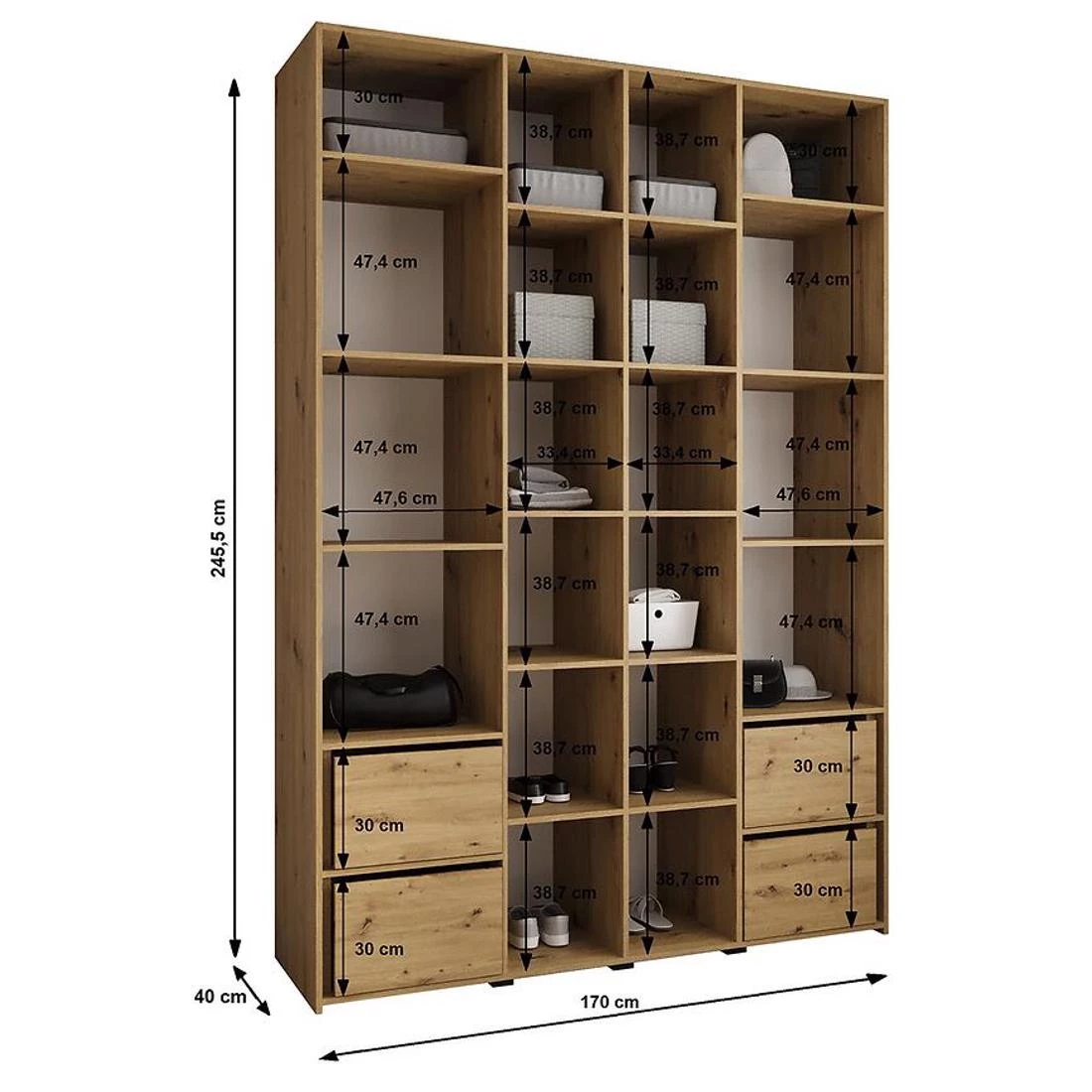Como 4-170 ormar 40x170x245,5 cm belo/crna