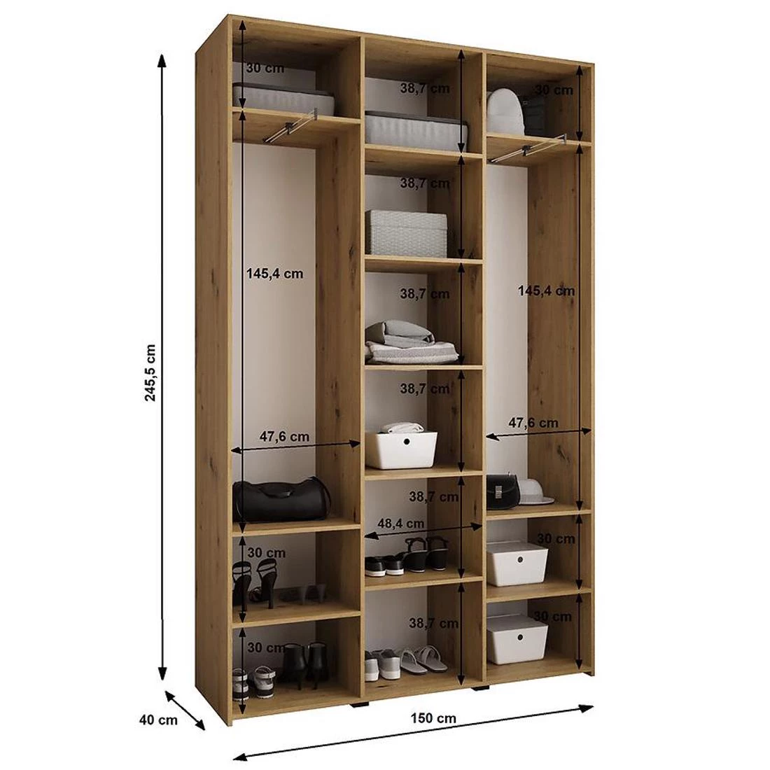 Como 3-150 ormar 40x150x245,5 cm belo/zlatno