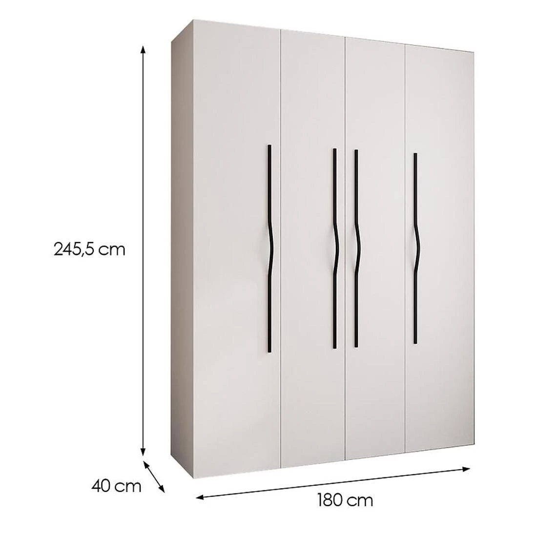 Como 2-180 ormar  40x180x245,5 cm  bela/crna