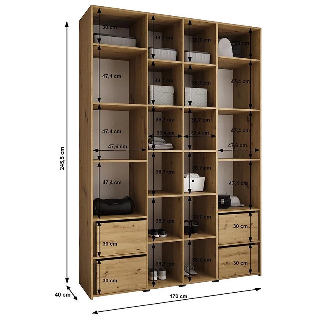 Como 2-170 ormar 40x170x245,5 cm bela/zlatna