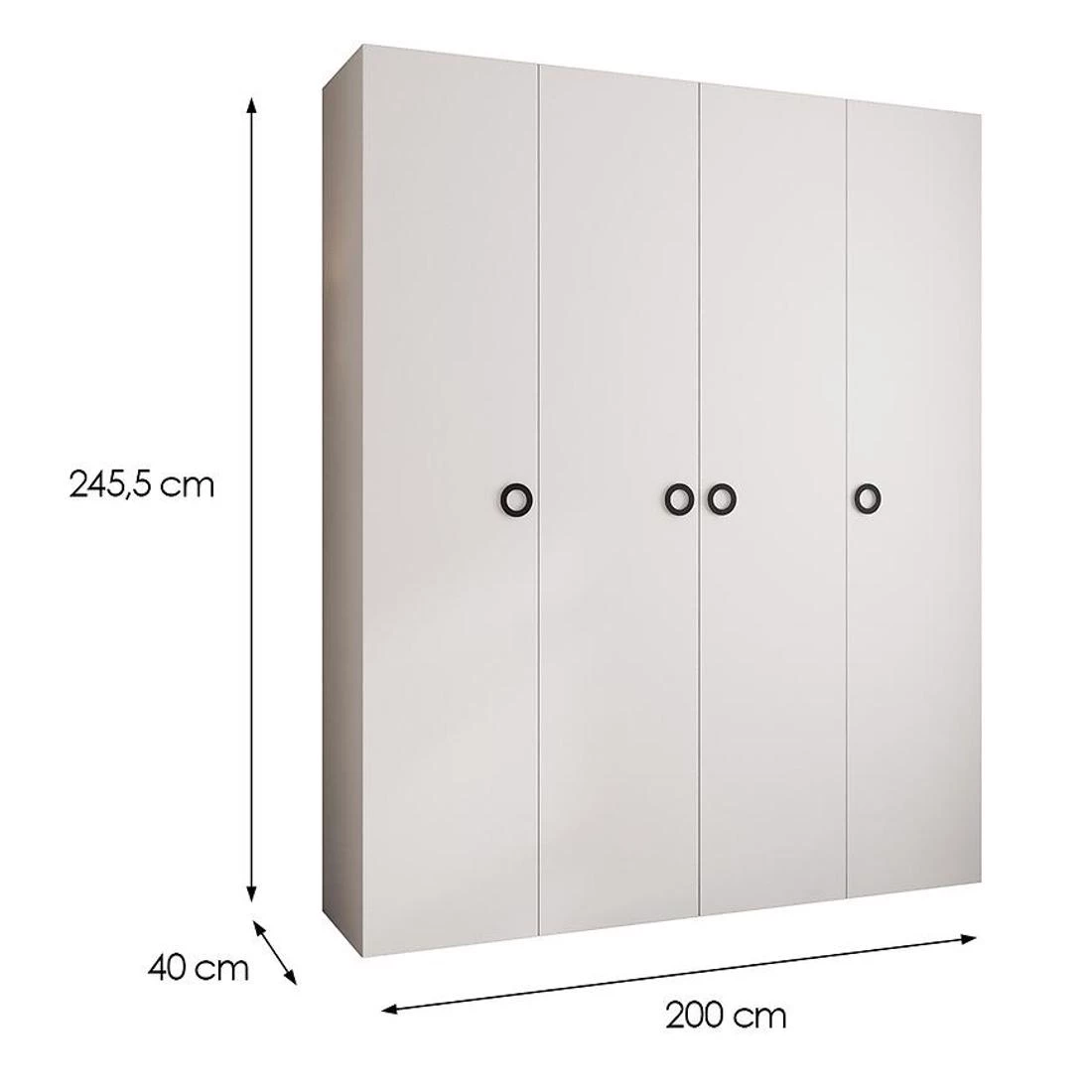 Como 1-200 ormar  40x200x245,5 cm bela/crna